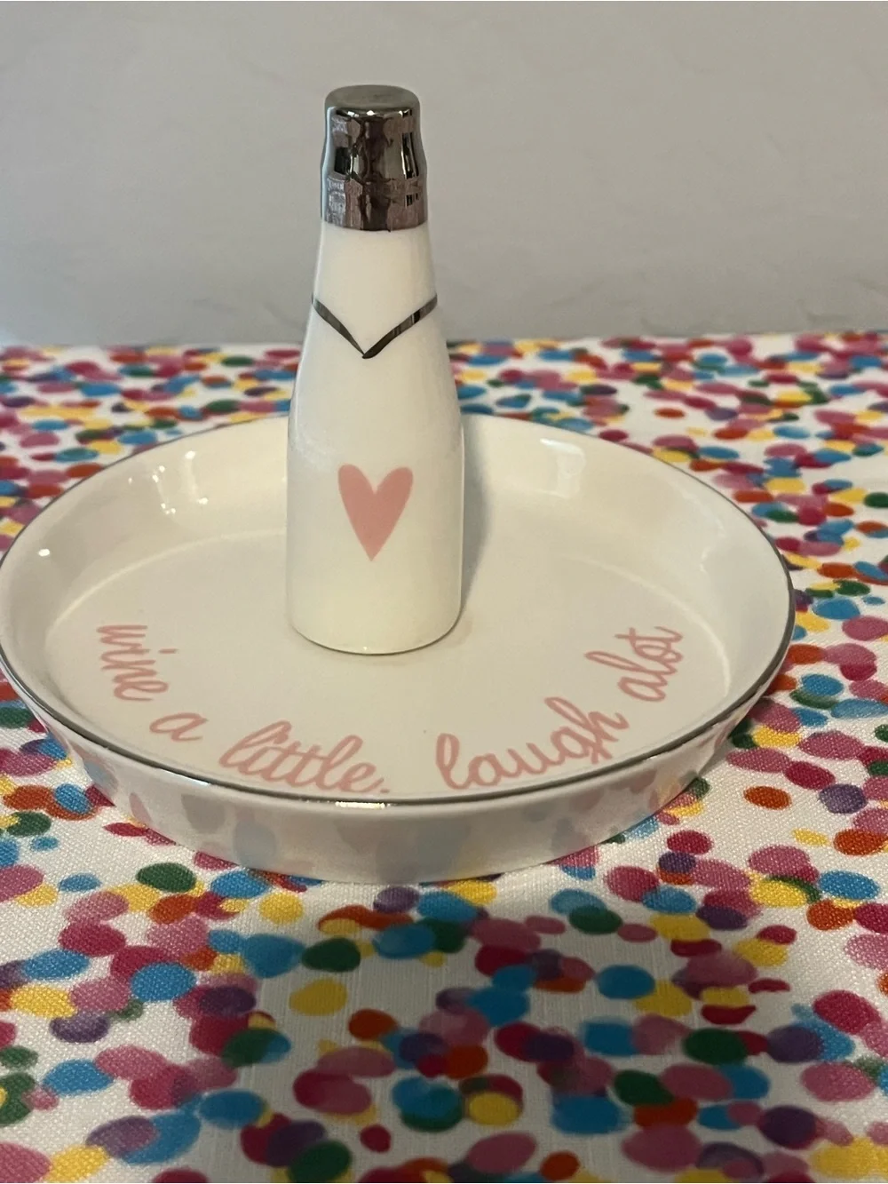 Ceramic Ring/Trinket Dish with Pink Heart